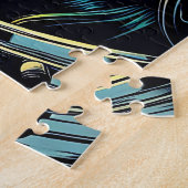 Vrouw astronaut ontmoet buitenaardse alien legpuzzel (Zijkant)