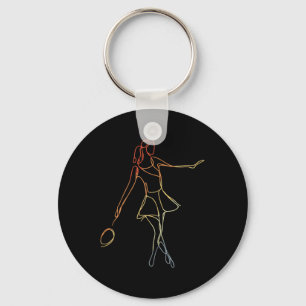 Vrouw Badminton Player Sketch Shuttle Game voor GI Sleutelhanger