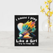 Vrouw Badminton Speler Shuttle Racket Sport Kaart (Gele Bloem)