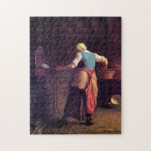 Vrouw Baking Bread, Jean-Francois Millet Legpuzzel (Verticaal)