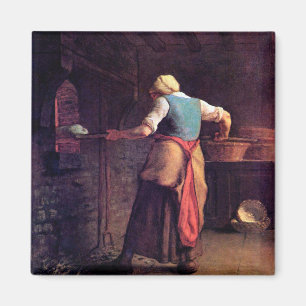 Vrouw Baking Bread, Jean-Francois Millet Magneet