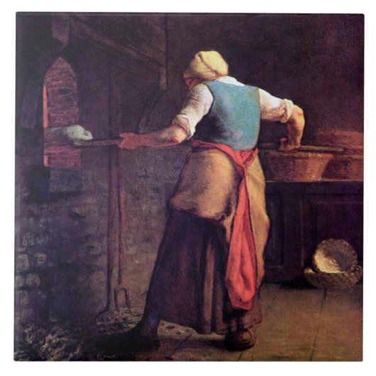 Vrouw Baking Bread, Jean-Francois Millet Tegeltje (Voorkant)