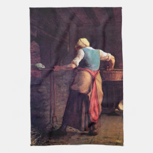 Vrouw Baking Bread, Jean-Francois Millet Theedoek