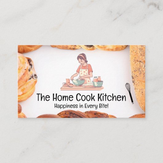 Vrouw bakken in de keuken | gebak visitekaartje (Voorkant)