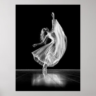 VROUW BAREFOOTED BALLET DANCER - ZWART EN WITTE POSTER
