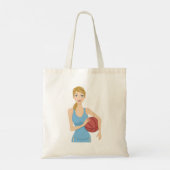 Vrouw Basketballer Sportvrouw Canvas tas (Achterkant)