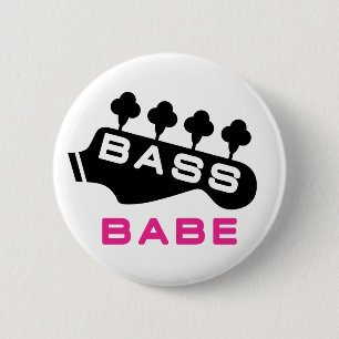 Vrouw Bass Player Ronde Button 5,7 Cm