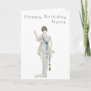  vrouw Beads Barbier Art Deco Birthday Card Kaart