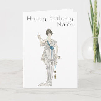  vrouw Beads Barbier Art Deco Birthday Card Kaart