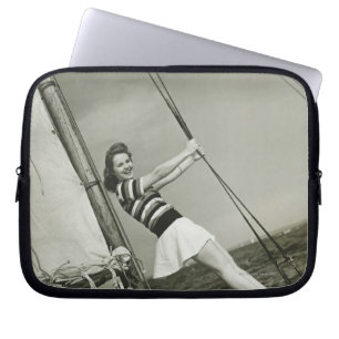 Vrouw Bedrijf dat op jacht rijdt Laptop Sleeve