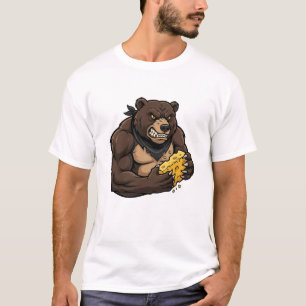Vrouw beer eet kaas t-shirt
