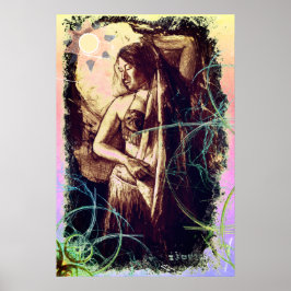 Vrouw Belly Dancer met ster Poster