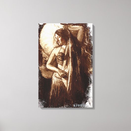 Vrouw Belly Dancer met Veil Canvas Afdruk (Voorkant)