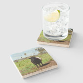 Vrouw Belted Galloway Koe Stenen Onderzetter (Zijkant)