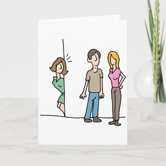 Vrouw bespioneert vriendje kaart (Voorkant)