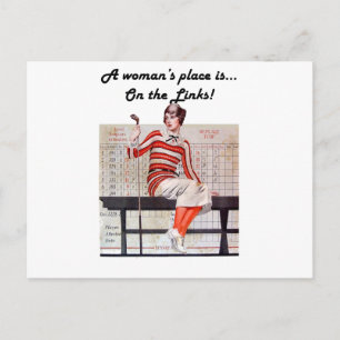Vrouw bij de links briefkaart