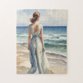 Vrouw bij de zee legpuzzel (Verticaal)