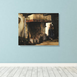 Vrouw bij een haard door Vincent van Gogh Canvas Afdruk