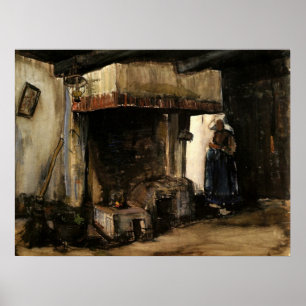 Vrouw bij een haard van Vincent van Gogh Poster