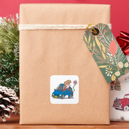 Vrouw bij een ongeval vierkante sticker