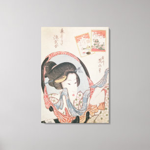 Vrouw bij haar Mirror, gepubliceerd onder c.1830 Canvas Afdruk