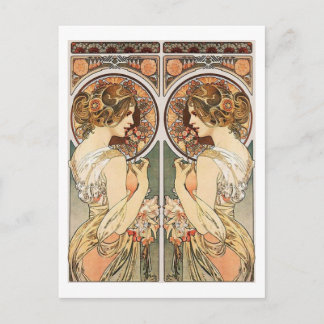 Vrouw bij Mirror Briefkaart