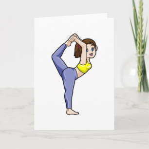 Vrouw bij yoga rekoefeningen benen kaart