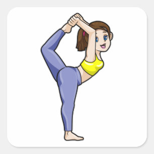 Vrouw bij Yoga Stretching oefeningen Legs Vierkante Sticker