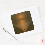 VROUW BIJ ZEE SUNSET VIERKANTE STICKER (Envelop)