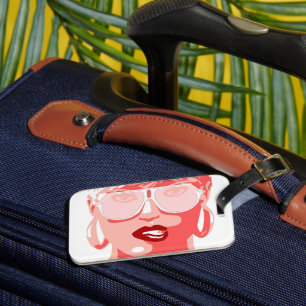  vrouw bijten lippen Pop kunst Bagagelabel