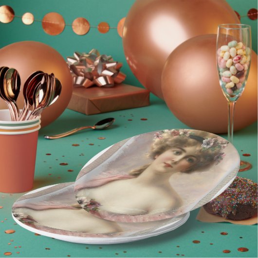 Vrouw Bloemen  Haar Papier Borden Papieren Bordje (Multi)