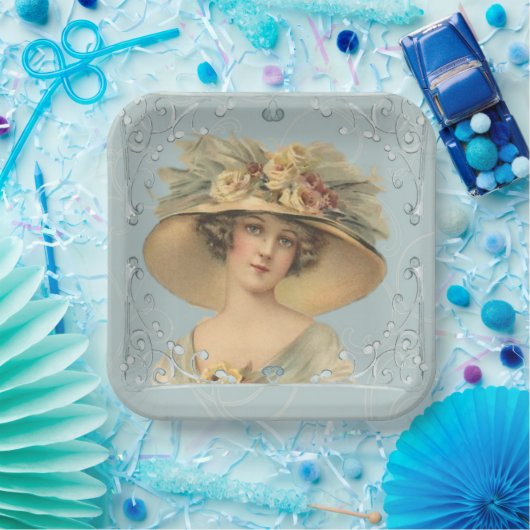 Vrouw Bloemen Pet Papier Bord (Feest)