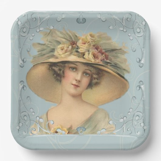  Vrouw Bloemen Pet Papier Bord (Voorkant)