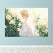 *~* Vrouw Bloemen Struik TV2 Stretched Canvas Prin Afdruk (Insitu (Houten vloer))
