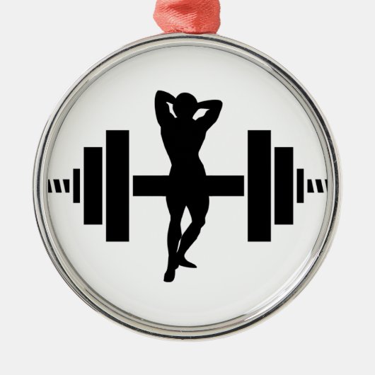 Vrouw Bodybuilder Metalen Ornament (Voorkant)