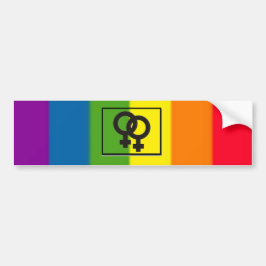 vrouw borden voor regenboogbumper bumpersticker