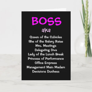 Vrouw Boss Joke Names   Funny Boss-kerstkaart Feestdagen Kaart