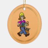 Vrouw Bouwnijverheid met versieringsgereedschap Keramisch Ornament (Links)