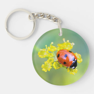 vrouw bovenop sleutelhanger