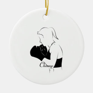 Vrouw Boxer Champ Keramisch Ornament