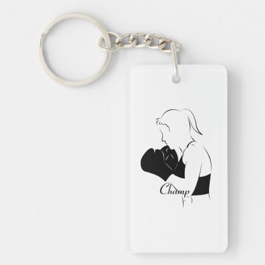 Vrouw Boxer Champ Sleutelhanger (Voorkant)