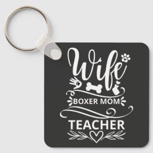 Vrouw Boxer Moeder Leraar Grappige Hond Sleutelhanger