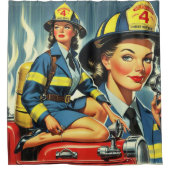 Vrouw brandweerman Douchegordijn (Voorkant)