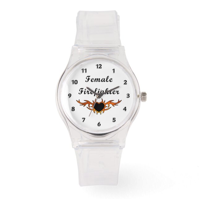 Vrouw brandweerman Tattoo Horloge (Voorkant)