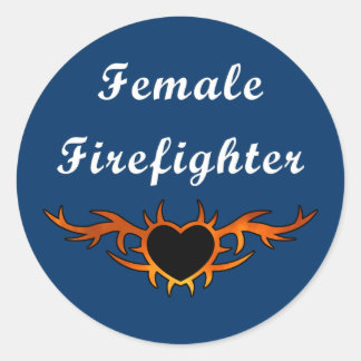 Vrouw brandweerman Tattoo Ronde Sticker