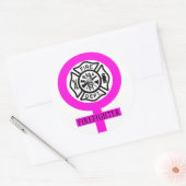 Vrouw brandweersticker ronde sticker (Envelop)