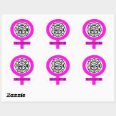Vrouw brandweersticker ronde sticker (Vel)
