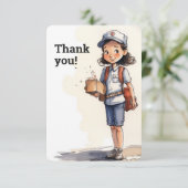 Vrouw briefdrager bedankkaart (Staand voorkant)