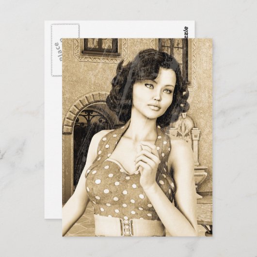  vrouw briefkaart (Voorkant / Achterkant)