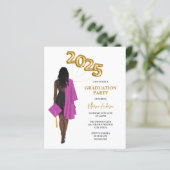 Vrouw Budget Roze Graduation Party Uitnodiging (Staand voorkant)